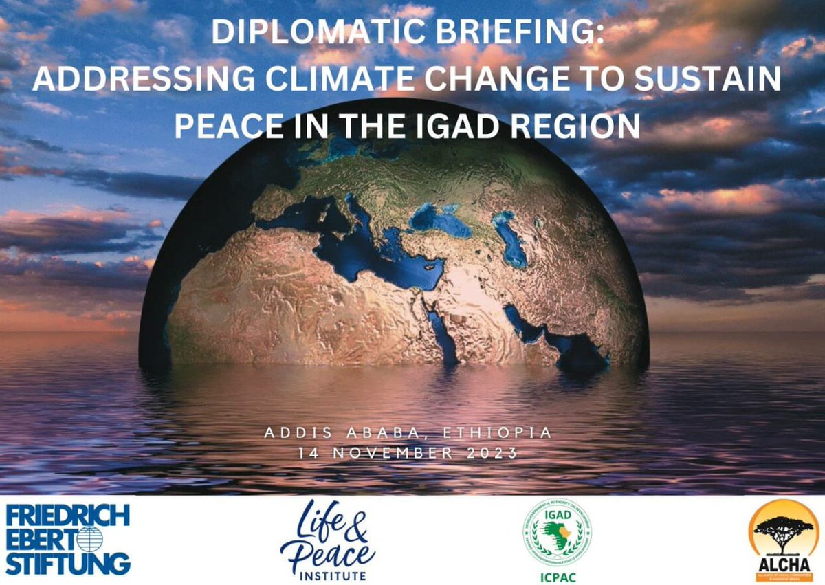 fes_au's tweet photo. 2 weeks ahead of #COP28, we engage members of the diplomatic community in Addis 🇪🇹 on the nexus of climate change and peace&amp;conflict in the #IGAD region.

Co-hosted with @lpi_voices, @icpac_igad and ALCHA. 

#ClimateSecurity #ClimateCrisis https://t.co/rUvglRMC2U