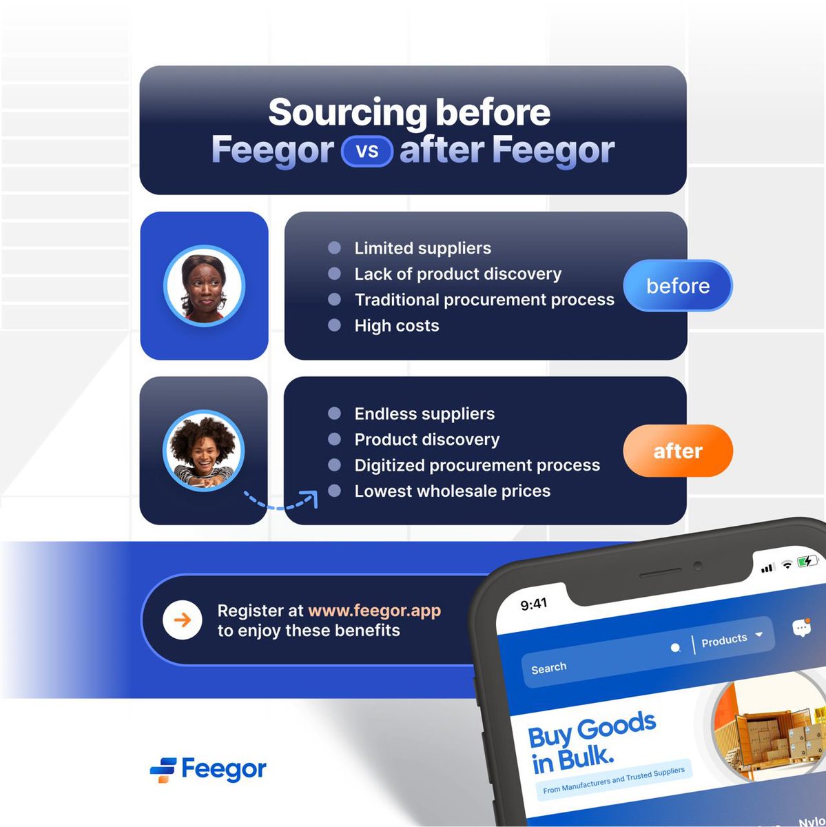 Eradicate so many challenges as a business owner that’s into buying and selling by tapping into the endless possibilities of what @feegor_app can do to your business. 

Over 240 various products you can buy in bulk at a low cost, rather than stressing to the market 

#BuyInBulk