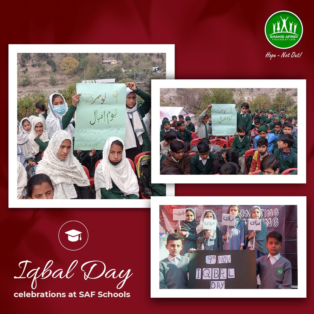 SAFoundationN's tweet photo. Celebrating #IqbalDay with students at #SAFschools across Pakistan! Poetry competitions and art activities were held to reinforce the contributions of our Nation’s greatest poet and mark him as an inspiration for our children. Together ensuring #HopeNotOut for all! https://t.co/xhD0AI8CqK