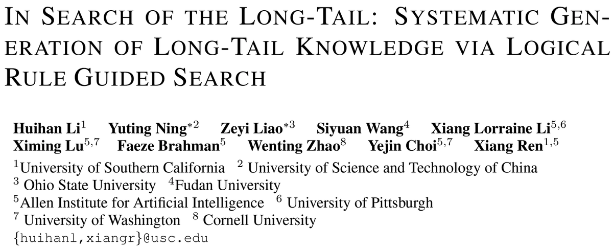 Feeling hard generating challenging evaluation data for LLMs? Check our work👇!

Introducing LINK🔗, the first framework for systematically generating data in the long-tail distribution, guided by symbolic rules

arxiv.org/abs/2311.07237
w/@nlp_usc @ai2_mosaic 🧵⬇️
#NLProc 

[1/n]