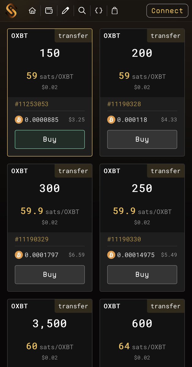 Okay this is funny and crazy.

$oxbt on <a href="/unisat/">unisat uoa</a> needs less than a thousand to move from 59 sats to 65 sats, which is the whole first page.

Super thin floor. Once liquidity comes around for any reason, this will be eaten up quickly.