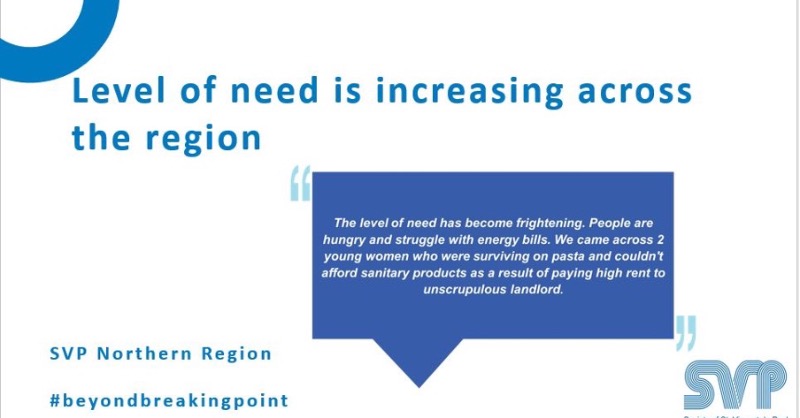 SVP_Ireland's tweet photo. In Beyond Breaking Point: Sharing the perspective of SVP on the Cost of Living Crisis we learn of the growing level of need from our members. Read the full report here: https://t.co/VtOFyQu6ky #beyondbreakingpoint https://t.co/pvSCqp7jse
