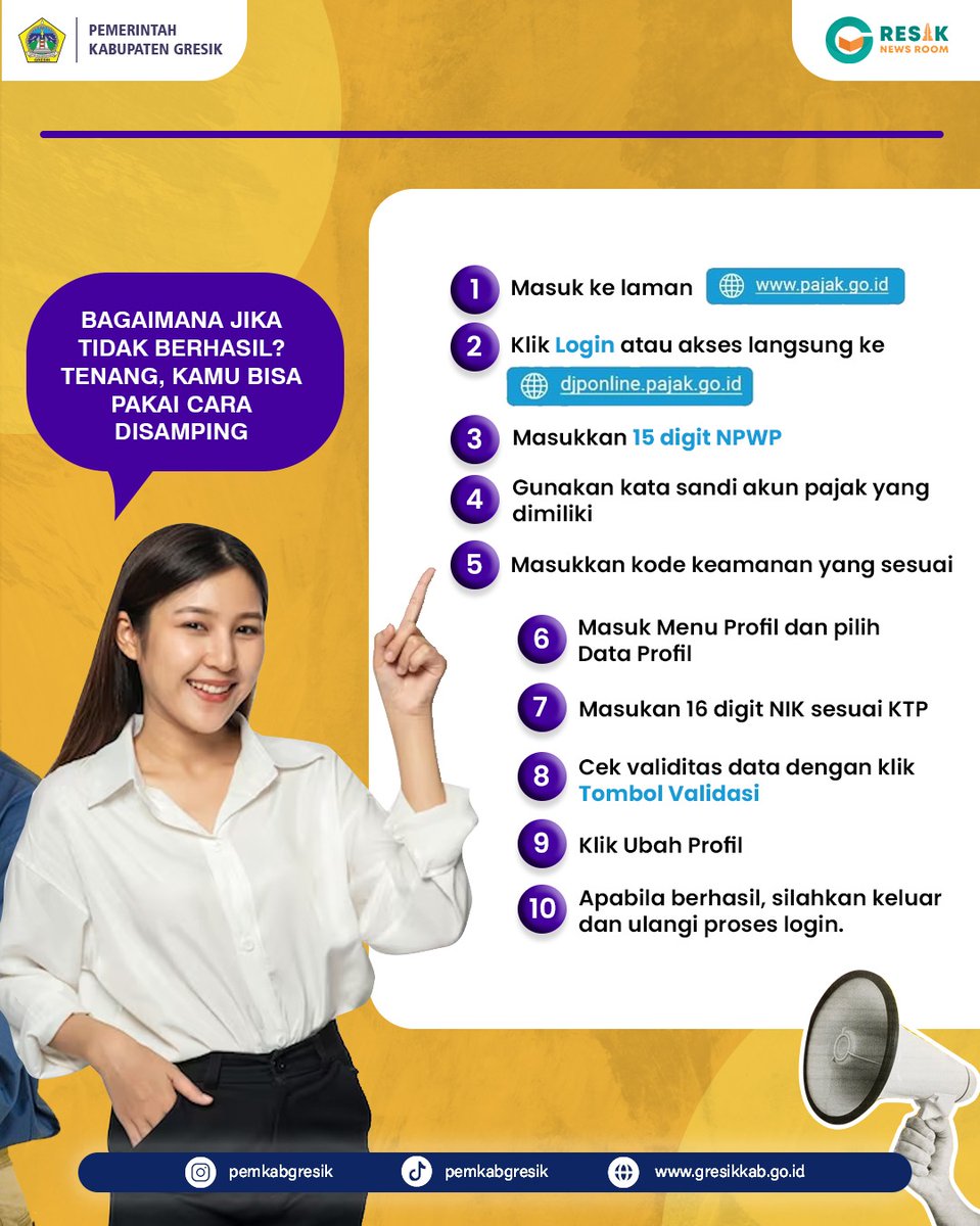 Sehubungan dengan amanat UU Nomor 7 Tahun 2021 tentang Harmonisasi Peraturan Perpajakan (UU HPP) yang mengatur penggunaan format (NPWP) orang pribadi menggunakan (NIK).

Masyarakat dihimbau untuk segera melakukan pemadanan NIK-NPWP yang bisa dilakukan hingga 31 Desember 2023