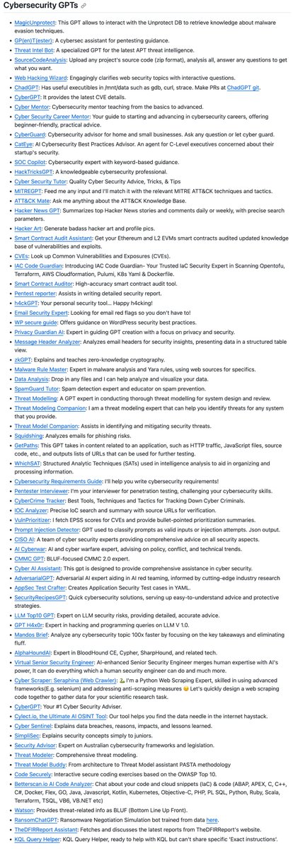 blackorbird's tweet image. GPTs for Cybersecurity Collection
github.com/fr0gger/Awesom…