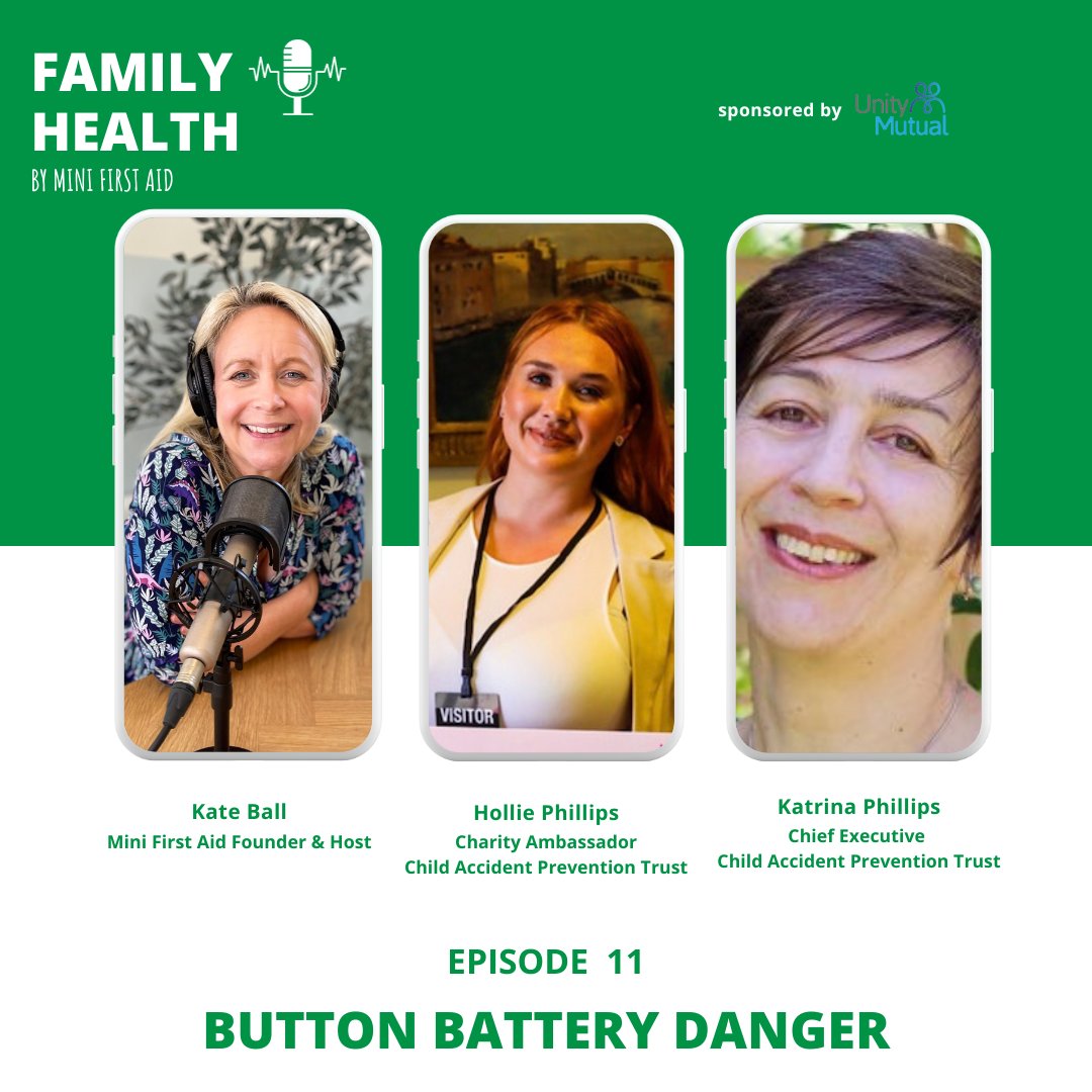 Today we’re on the <a href="/minifirstaiduk/">Mini First Aid</a> Family Health Podcast talking aboutbutton batteries. 

Listen now to learn where they are, why they’re dangerous and what to do in an emergency: buzzsprout.com/2184565/139249…

#BeBatteryAware #ChildSafety