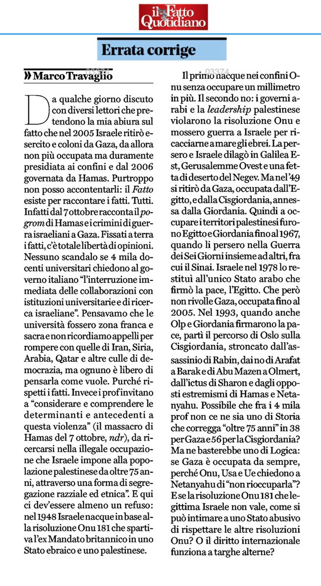 L’editoriale di oggi di <a href="/marcotravaglio/">Marco Travaglio</a> sul <a href="/fattoquotidiano/">Il Fatto Quotidiano</a>. Un esempio (raro nel nostro mondo) di onestà intellettuale, su un tema delicatissimo e divisivo. Complimenti.