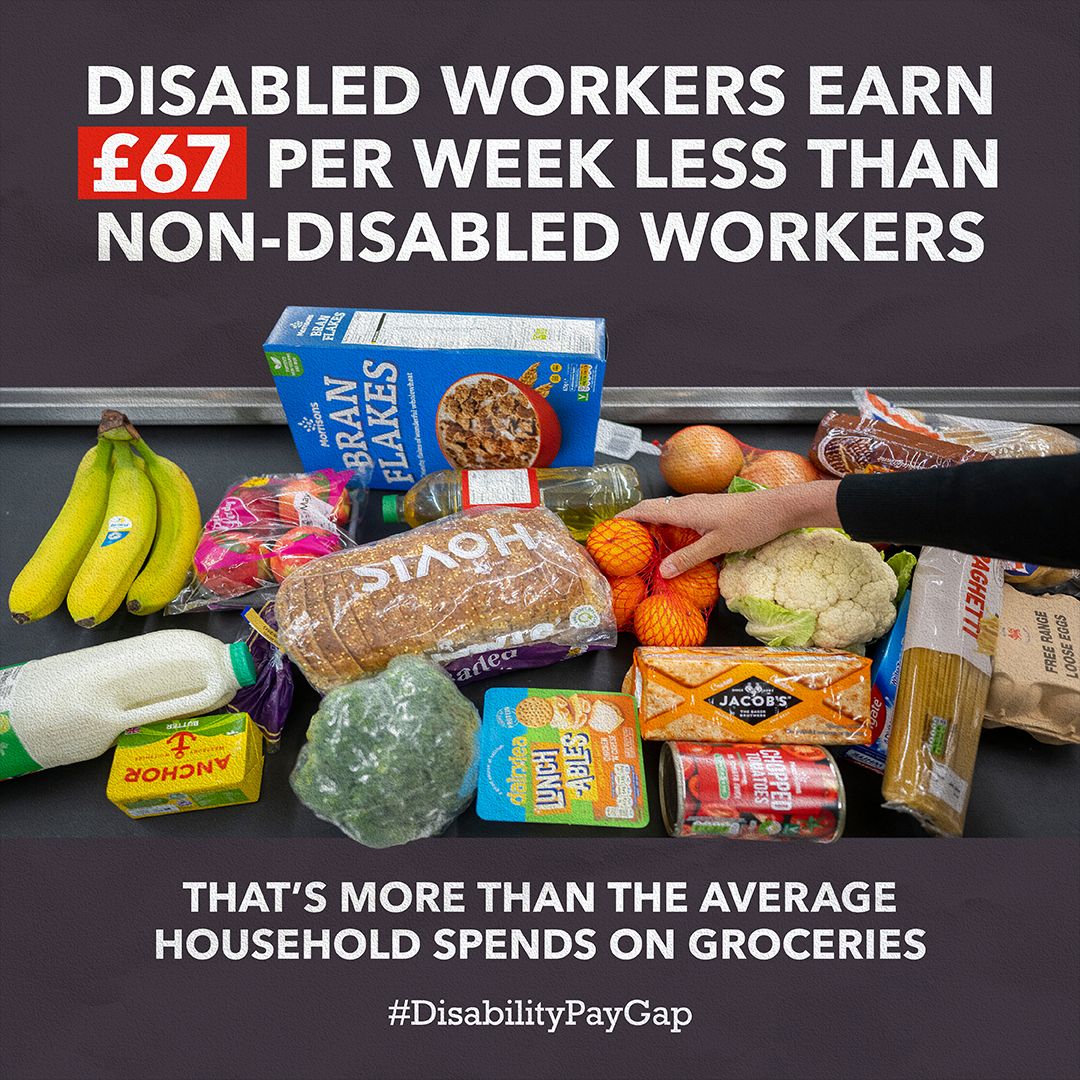 Today marks 'Disability Pay Gap Day' in the UK, exposing a shocking reality: disabled workers earn nearly £67 less per week than their non-disabled counterparts. To put it in perspective, that's more than the average household's weekly food bill of £62.20. #DisabilityPayGap