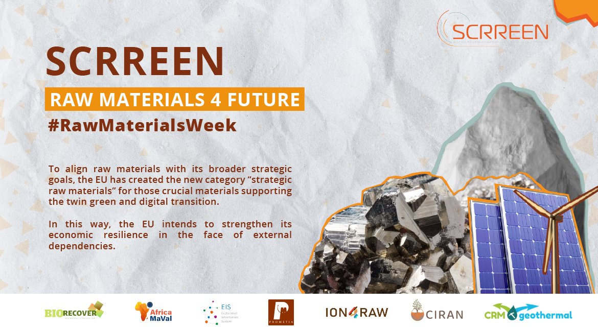 What’s new in the #CRMAct?
The list of #CRMs now comprises 34 materials and the EU has created a strategic raw materials category for those materials supporting the green and digital transition. 
Learn more: scrreen.eu/campaign/
#EURawMaterialsWeek2023 #RawMaterials4Future