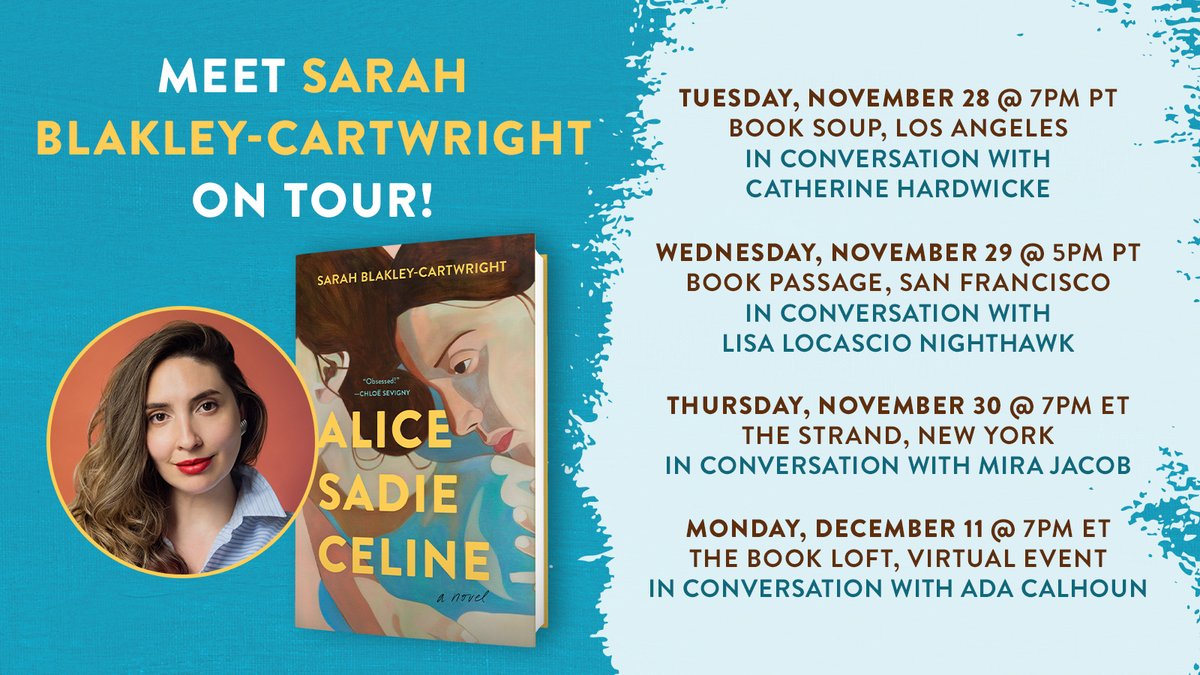 Meet ALICE SADIE CELINE author <a href="/sarblakcart/">Sarah Blakley-Cartwright</a> on tour in a city near you!

📖: spr.ly/6013uWGgH