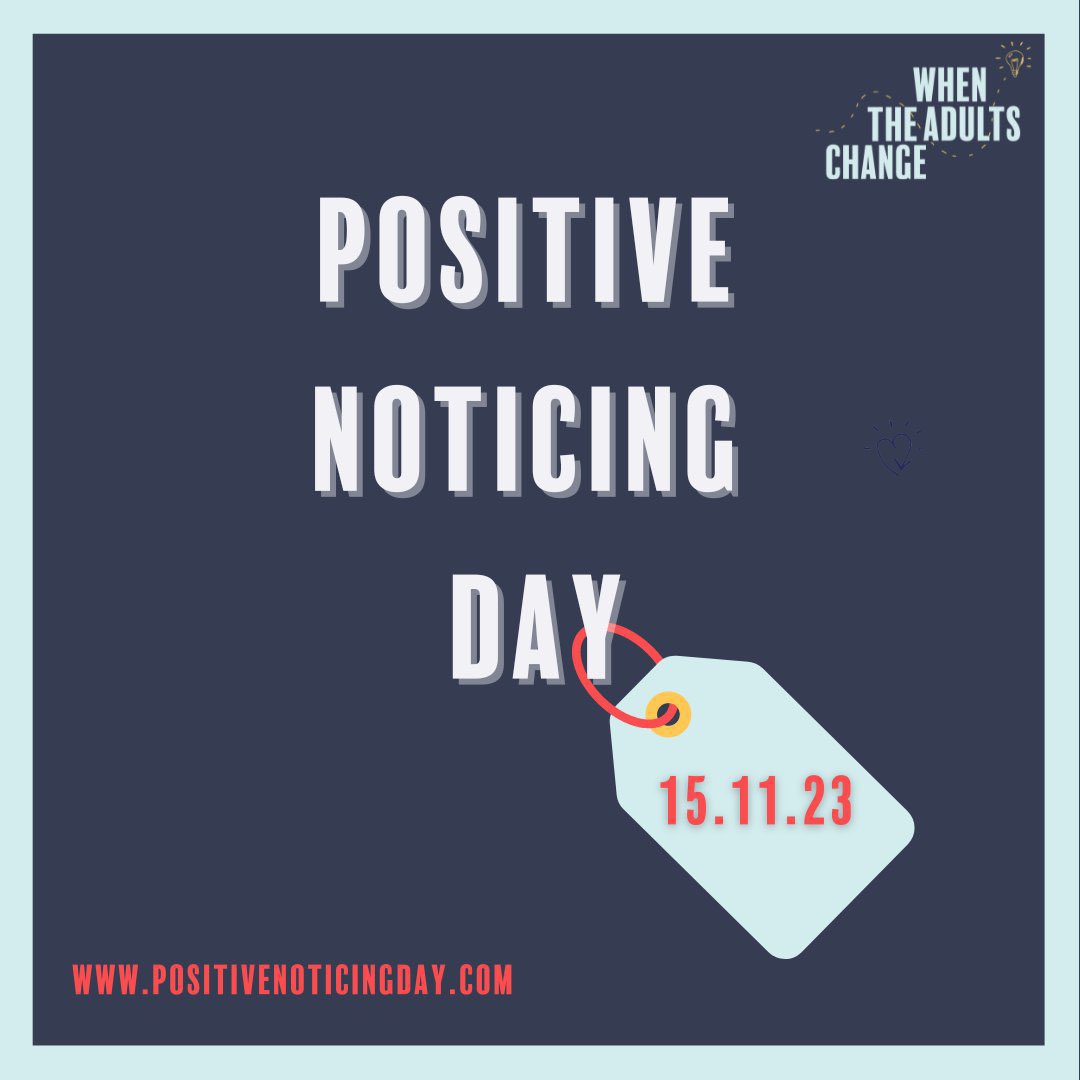 We are taking part in #Positive #Noticing #Day on Wednesday 15 November. Staff will be looking to catch pupils ‘doing the right thing’ throughout the school day, and rewarding them with a postcard to say well done 😃