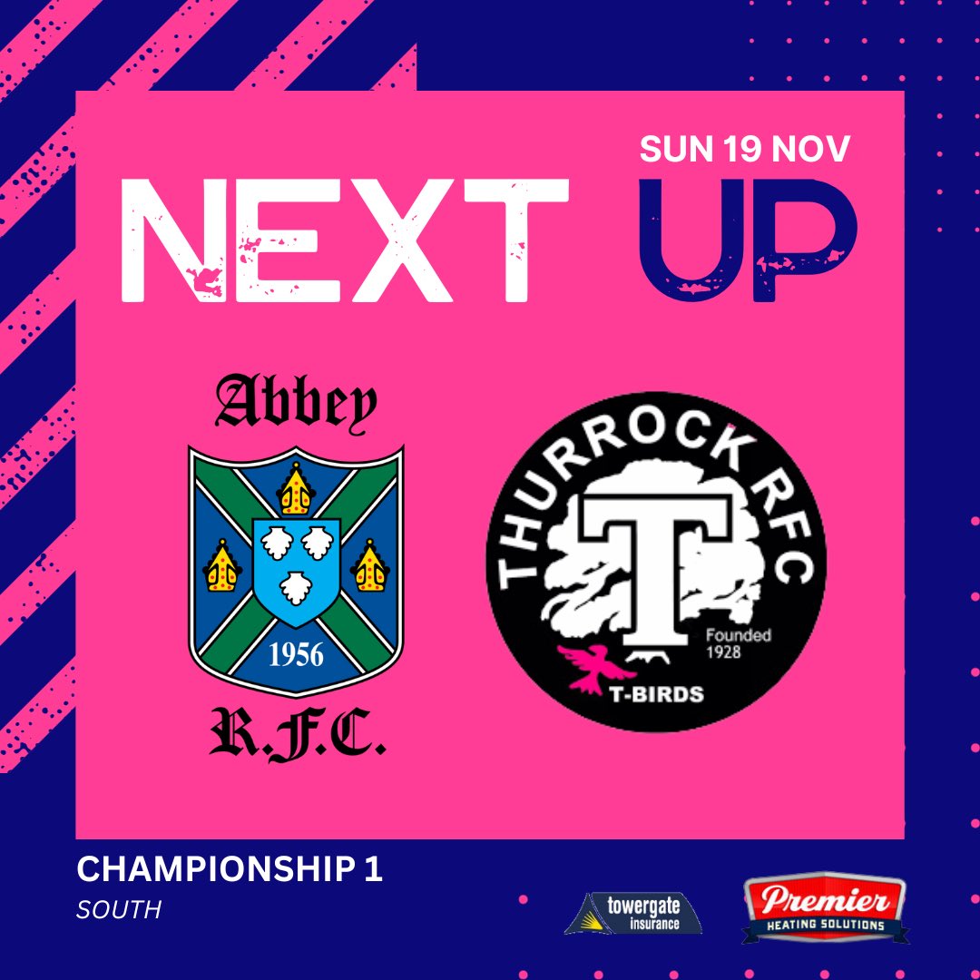 Abbey RFC (@abbeyrugbyclub) on Twitter photo ๐๐๐๐ ๐๐๐๐
<a href="/HungerfordRFC/">Hungerford RFC</a> ๐ 1XV Men
Sat 18th Nov | KO TBC
๐ RG17 0AP
<a href="/HungerfordRFC/">Hungerford RFC</a> 2XV ๐ 2XV Men
Sat 18th Nov | KO TBC
๐ RG17 0AP
<a href="/abbeyrfcwomen/">Abbey RFC Women</a> 1XV ๐ <a href="/thurrockrfc/">Thurrock RFC</a>
Sun 19th Nov | 2pm KO
๐ RG4 8XA
#AbbeyRFC ๐๐๐๐ ๐๐๐๐
<a href="/HungerfordRFC/">Hungerford RFC</a> ๐ 1XV Men
Sat 18th Nov | KO TBC
๐ RG17 0AP
<a href="/HungerfordRFC/">Hungerford RFC</a> 2XV ๐ 2XV Men
Sat 18th Nov | KO TBC
๐ RG17 0AP
<a href="/abbeyrfcwomen/">Abbey RFC Women</a> 1XV ๐ <a href="/thurrockrfc/">Thurrock RFC</a>
Sun 19th Nov | 2pm KO
๐ RG4 8XA
#AbbeyRFC