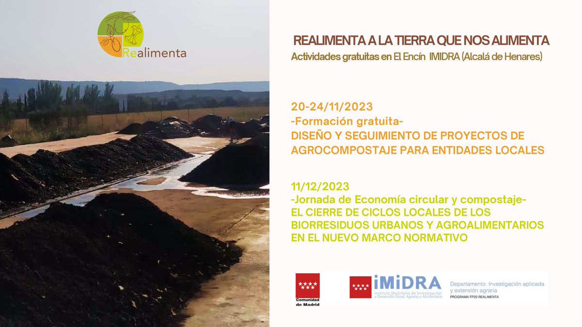 Eco_BioReg's tweet photo. 👨‍🏫En estos dos años hemos contribuido a mejorar la calidad del suelo y frenar la crisis climática con el programa de compostaje #Realimenta.

ℹ️Únete a este cambio, formándote con nuestro curso y asiste a nuestra jornada de cierre.
https://t.co/WADOaMvaGF
https://t.co/PwvfqdrWGI https://t.co/oy1ajpukxM