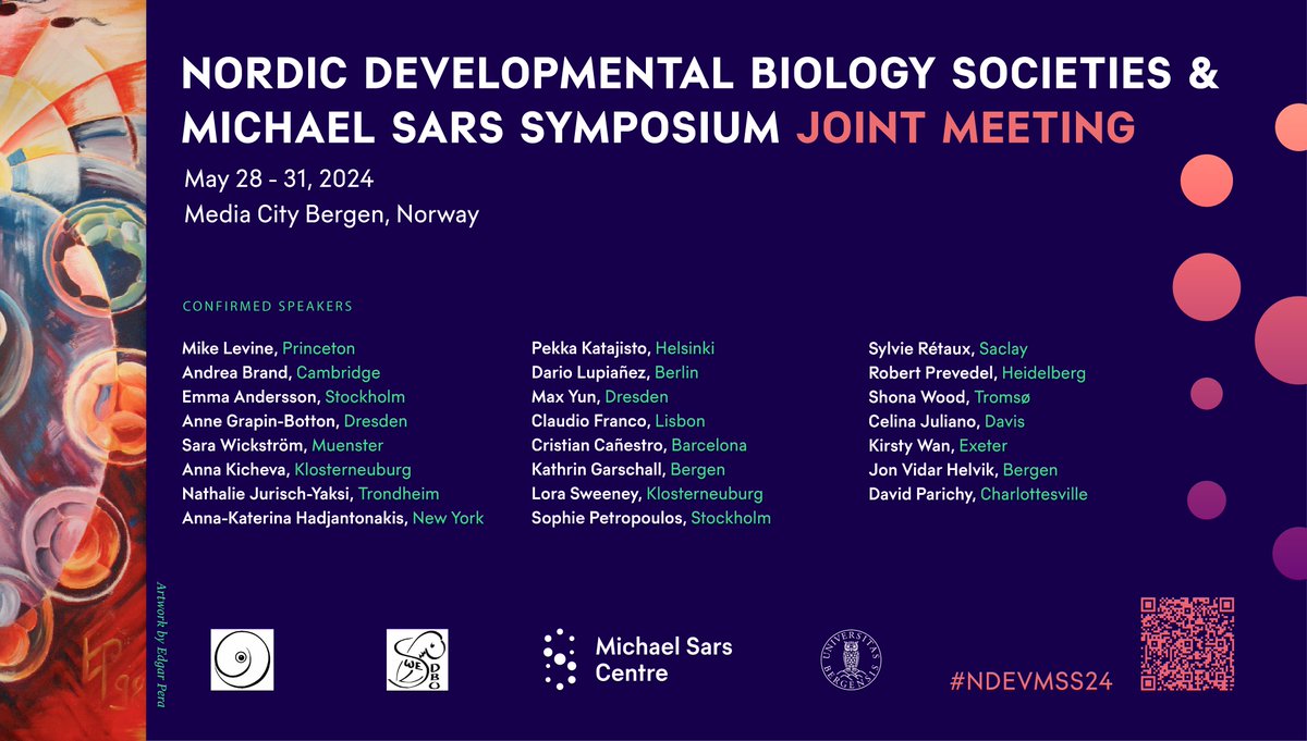 Michael Sars Centre (@msarscentre) on Twitter photo 📢 Save the date!
We are thrilled to announce the incredible lineup of speakers for our joint meeting with the Nordic Developmental Biology Societies on May 28-31 2024 in Bergen, Norway. Organized in collaboration with <a href="/swedbo/">Swedish Developmental Biology Organization SWEDBO</a> & FSDB <a href="/UiB/">Universitetet i Bergen</a>
Come join us! ⬇️
tinyurl.com/NDEVMSS24 📢 Save the date!
We are thrilled to announce the incredible lineup of speakers for our joint meeting with the Nordic Developmental Biology Societies on May 28-31 2024 in Bergen, Norway. Organized in collaboration with <a href="/swedbo/">Swedish Developmental Biology Organization SWEDBO</a> & FSDB <a href="/UiB/">Universitetet i Bergen</a>
Come join us! ⬇️
tinyurl.com/NDEVMSS24