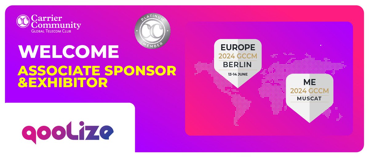 💡🤩 Exciting news: Qoolize joins EUROPE 2024 GCCM &amp; ME 2024 GCCM as an Associate Sponsor &amp; Exhibitor. Additionally, we are proud to welcome them as a Platinum Member. #CC #telco #telecomcommunity #events #telecommunications