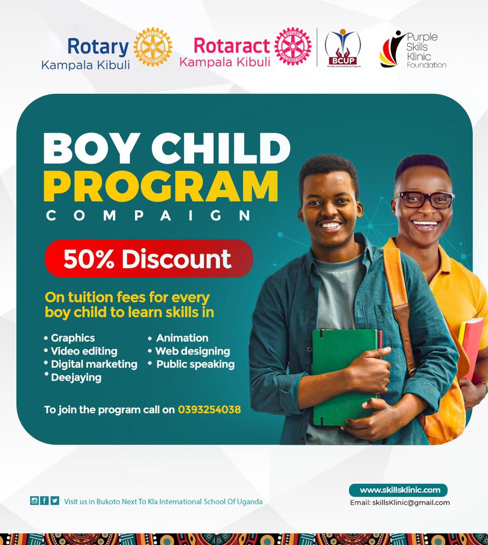 Equip boys and their parents with relevant skills, attitudes and information through seminars. Networking boy child with people from all levels which will expose them. #skillsklinic @rotaryinternational @rctklakibuli 
To register for the above course call on 0393254038