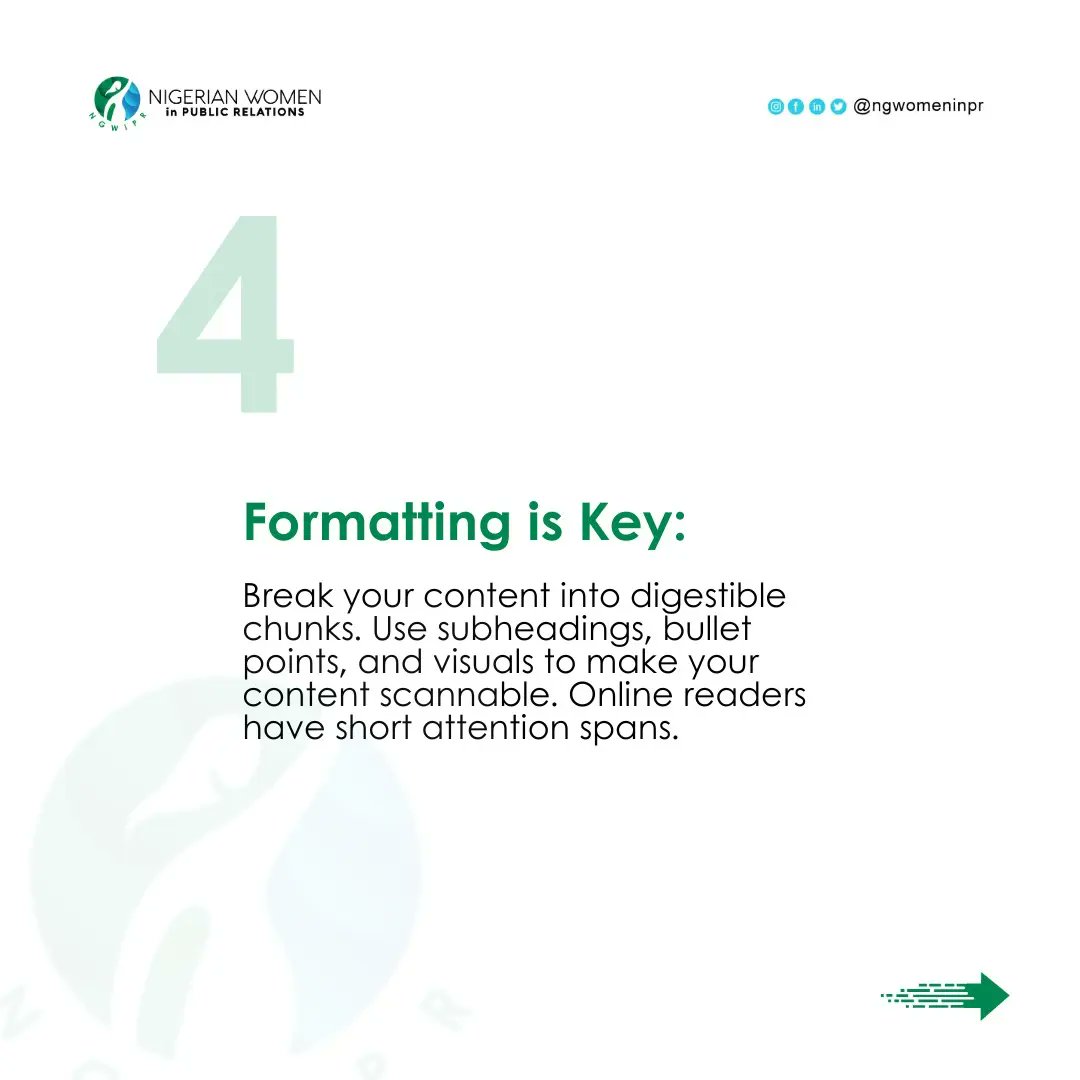 NGWomeninPR's tweet image. Whether you're announcing a product launch, sharing a company milestone, or managing a crisis, your words can make the crucial difference between success and obscurity. 

#NGWomeninPR #PRWisdom  #PRauthenticity #prprofessionals #publicrelationsfirm #womeninpr