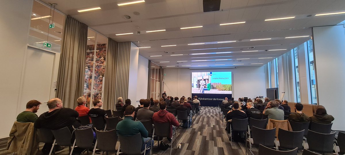 JudithMichael_'s tweet photo. Opening session of #LangDev23 at the Belastingdienst in Utrecht, NL. We look forward to great talks about #Language #Workbenches! (and are a bit impressed by the screen) https://t.co/ZIzefgSmRv