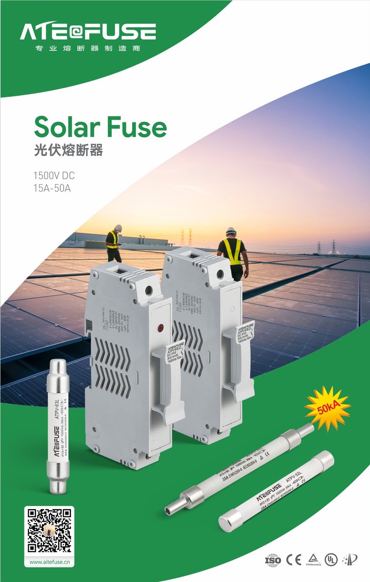 ElysiaSmsipc's tweet image. AITE APTV-32L series gPV cylindrical fuse links size 10×85mm， It with nominal currents from 1A to 35A and rated voltage of 1500V DC and an extremely high breaking capacity up to 50kA.