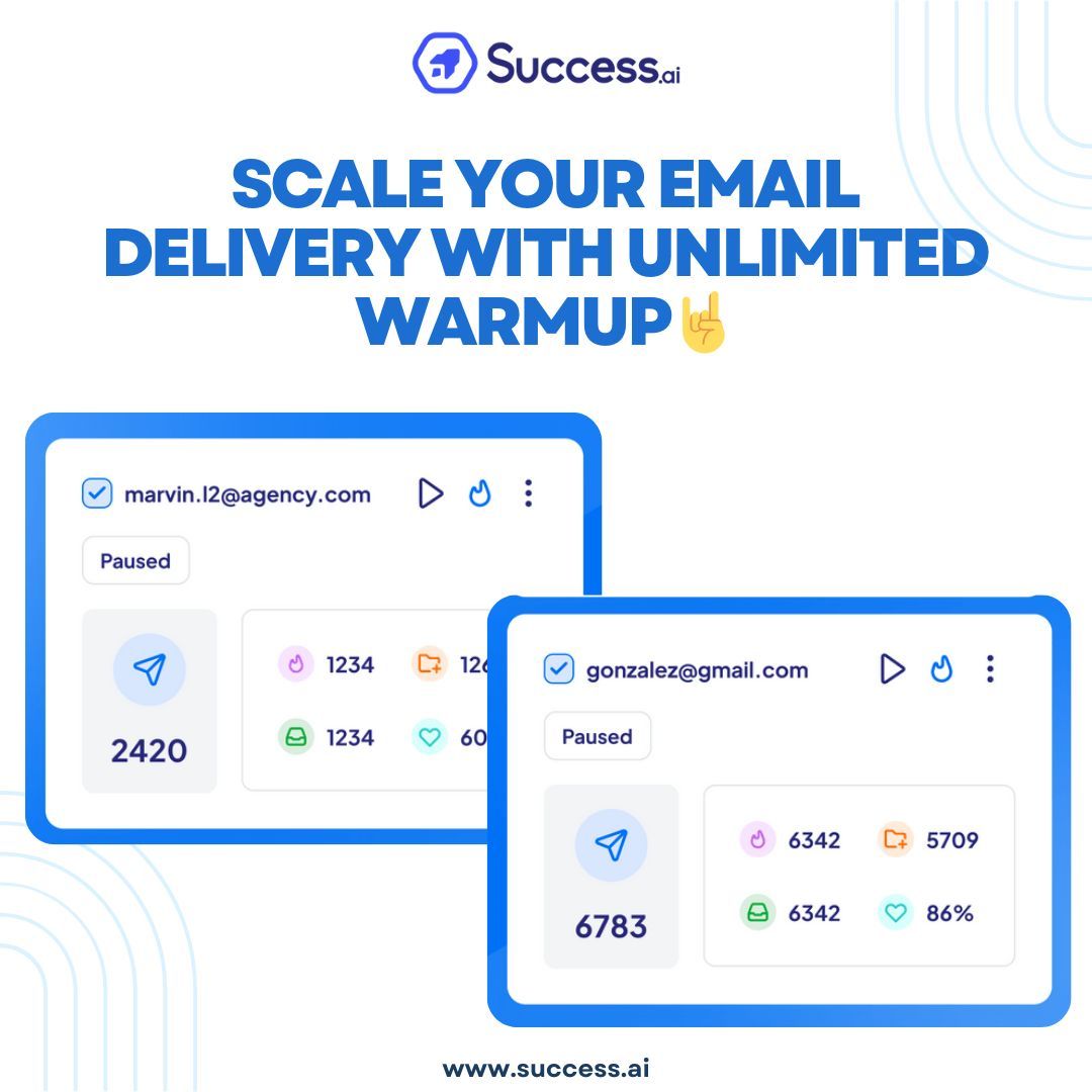 Adeel47574Faiza's tweet image. Revolutionize your email delivery with Success.ai&apos;s unlimited warmup. Experience consistent inbox placement, higher engagement, and unbeatable delivery rates. Supercharge your campaigns today! #EmailDelivery #InboxPlacement #SuccessAI