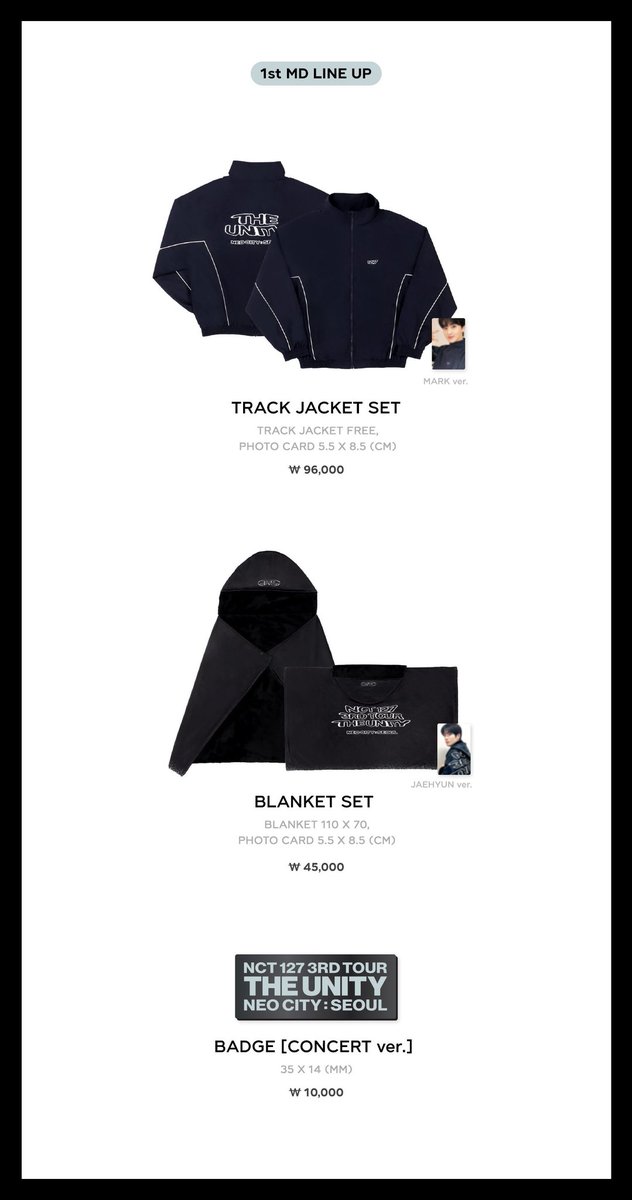 AOKI_merch's tweet photo. Open PO NCT 127 - 3RD TOUR ‘NEO CITY : SEOUL - THE UNITY’ 
*close 27 Nov

• Slogan 330k / Dp 165k
• Photo film 110k / Dp 55k
• Fortune scratch card 75k / Dp 40k
• Track jacket 1.370k / Dp 685k
• Blanket 665k / Dp 335k
• Badge 160k / Dp 80k https://t.co/fuNF5x8OkA