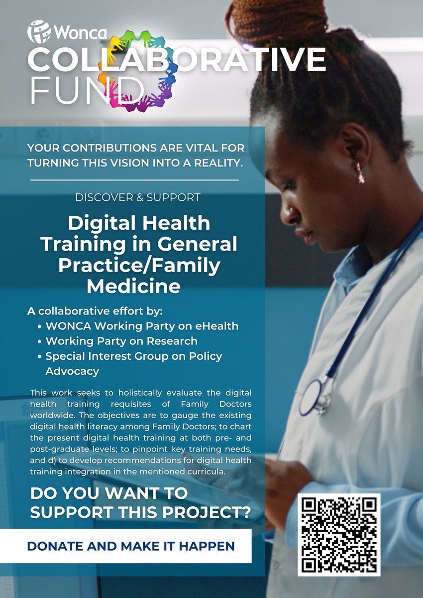 WONCA is launching the '#DigitalHealth Training in #GeneralPractice / #FamilyMedicine' project. Our mission? To integrate digital health training into medical curricula globally. 🌐 👩‍⚕️ It's time to prepare Family Doctors for a tech-driven healthcare future! #ehealth