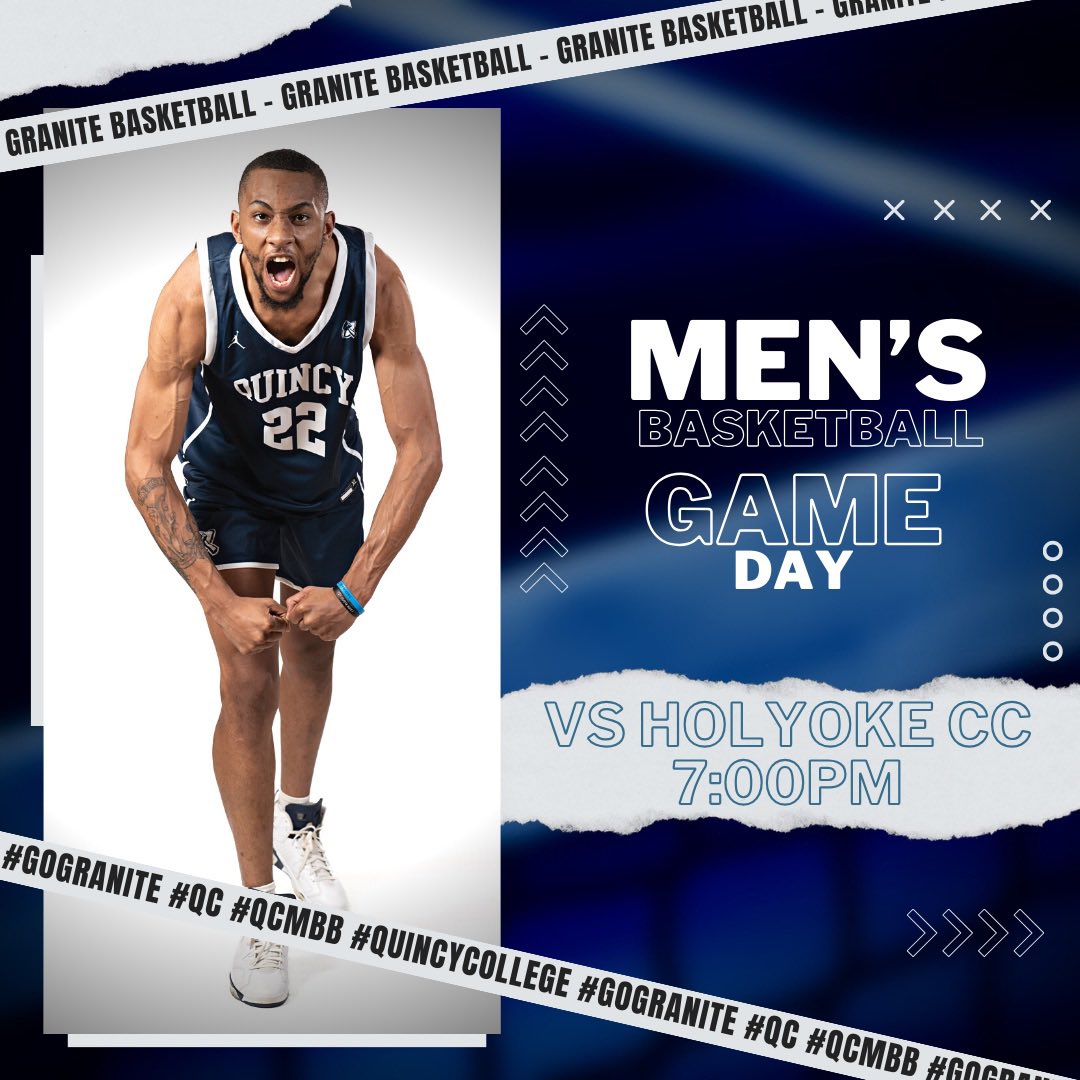 🚨<a href="/QCMBB/">Quincy College Basketball</a> GAME DAY🚨

🆚 <a href="/HolyokeCC/">Holyoke Comm College</a> 
📍 Eastern Nazarene College -
Lahue Physical Education Center
⌚️ 7PM
💻  youtube.com/live/cv_SEQjjF…

#GraniteBasketball #QC