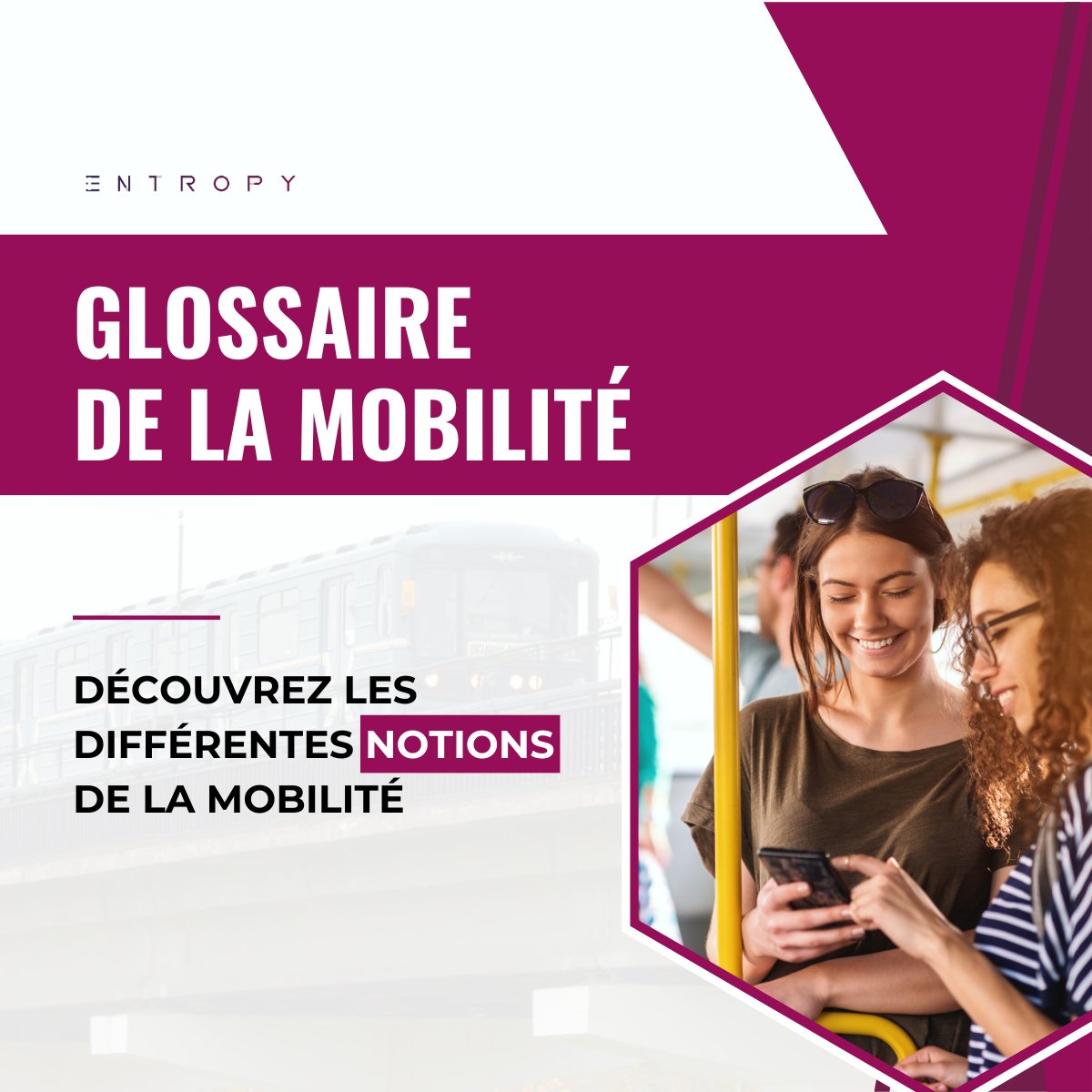Découvrez notre Glossaire de la mobilité !

Le secteur de la mobilité évolue à toute vitesse et il peut parfois être difficile de suivre toutes les notions qui émergent.
Voici un glossaire détaillé, conçu pour vous aider à vous repérer dans ce paysage -&gt; entropy.sc/fr/blog/le-glo…