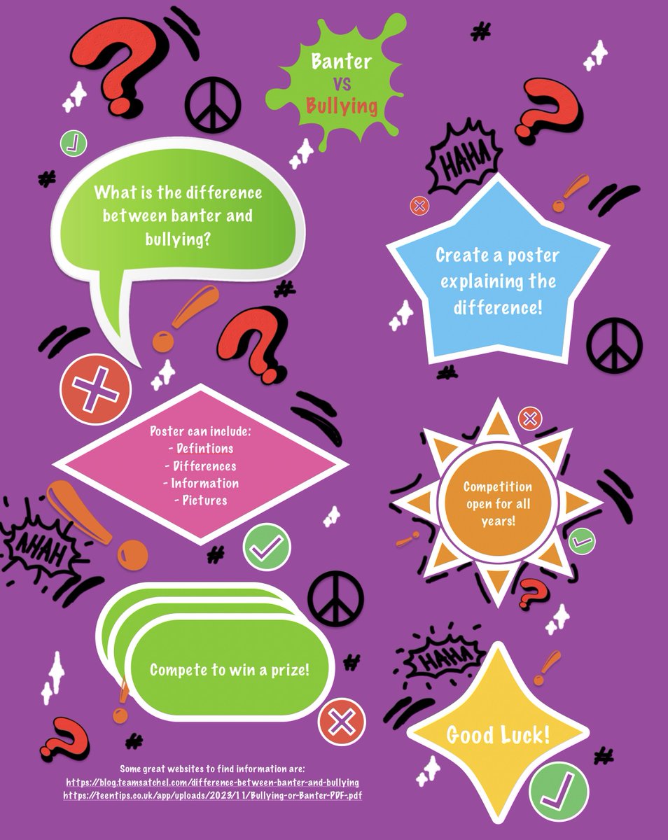 Will Evans and Fabio Franco (L6) have been hard at work launching a competition 'Banter Vs Bullying' for the Anti-Bullying Ambassadors. There are some great resources around this on the Wellbeing hub too. <a href="/kingschester/">The King's School</a> @WellbeingHubTT