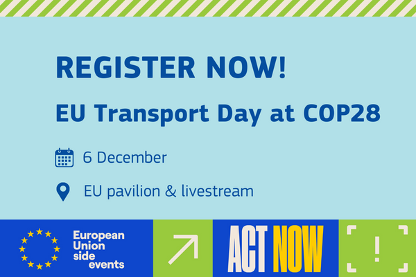 Are you coming to #COP28? 🌍 Join us for the EU #Transport Day on 6 December in the EU pavilion! On the agenda: side-events covering climate resilience of infrastructure, alternative fuels for 🚢&✈️, hydrogen valleys & more! ✏️Register now: europa.eu/!Gw4pRm #EUatCOP28