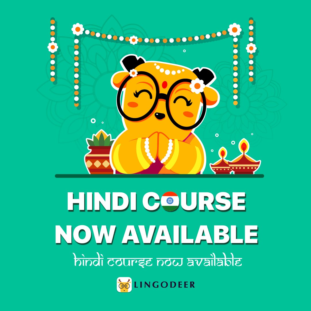 🤩 Vaah vaah! LingoDeer's brand new HINDI 🇮🇳 course is now available on Android! And just in time for Diwali, too! 🪔

Get ready to learn key vocab, master basic grammar, and start reading Hindi script – it really is much easier than you think 😉 #langtwt #Hindi #lingodeer