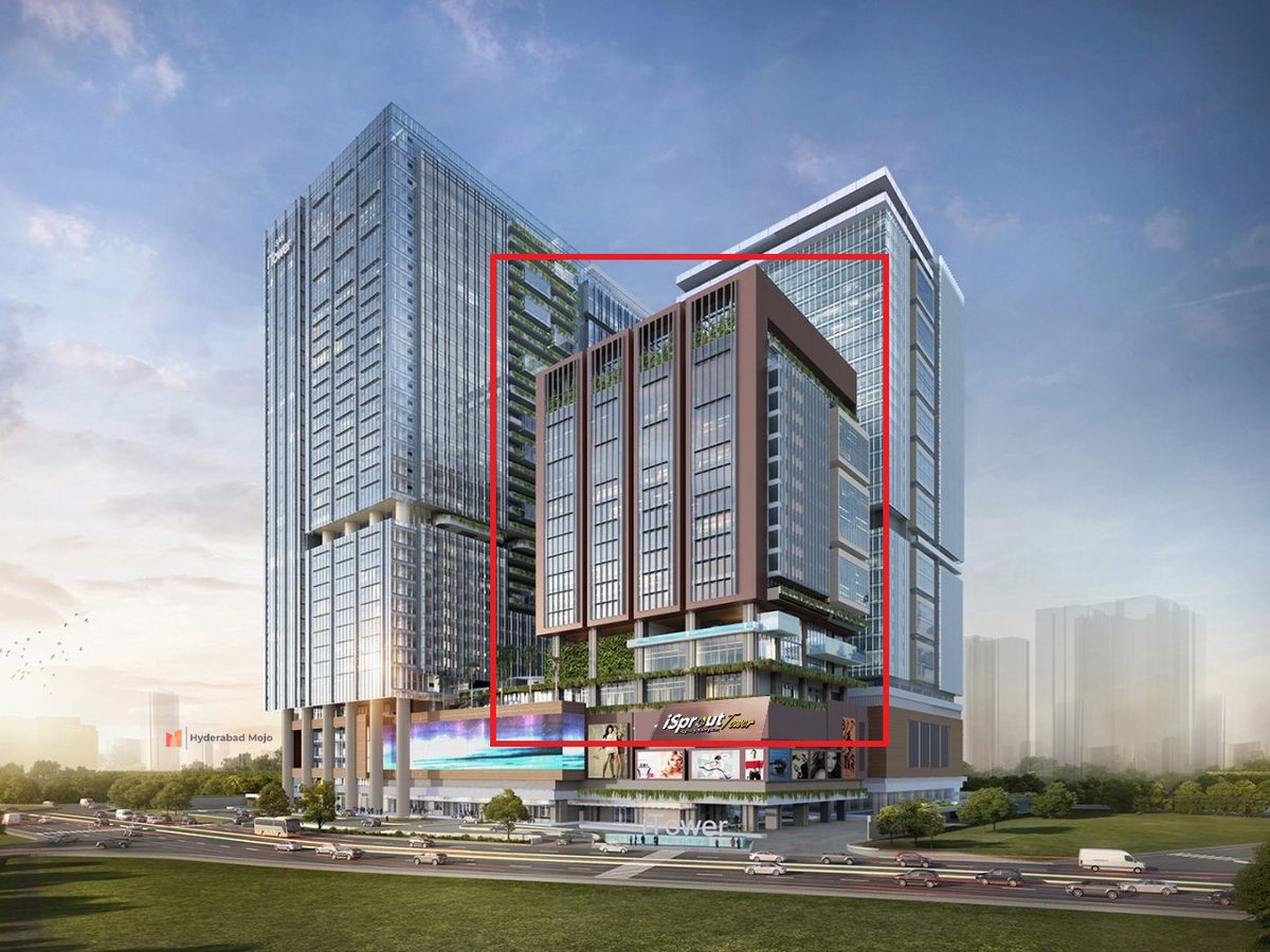 HyderabadMojo's tweet photo. #Offices #iTower 🏙️
Co-working player iSprout will reportedly take up the entire Block B of SAS iTower which is under construction and going up fast.
The facade on the larger Block A is nearing completion and exterior works on the Mall (Tower base) have also begun. https://t.co/BpZDZbBn0k