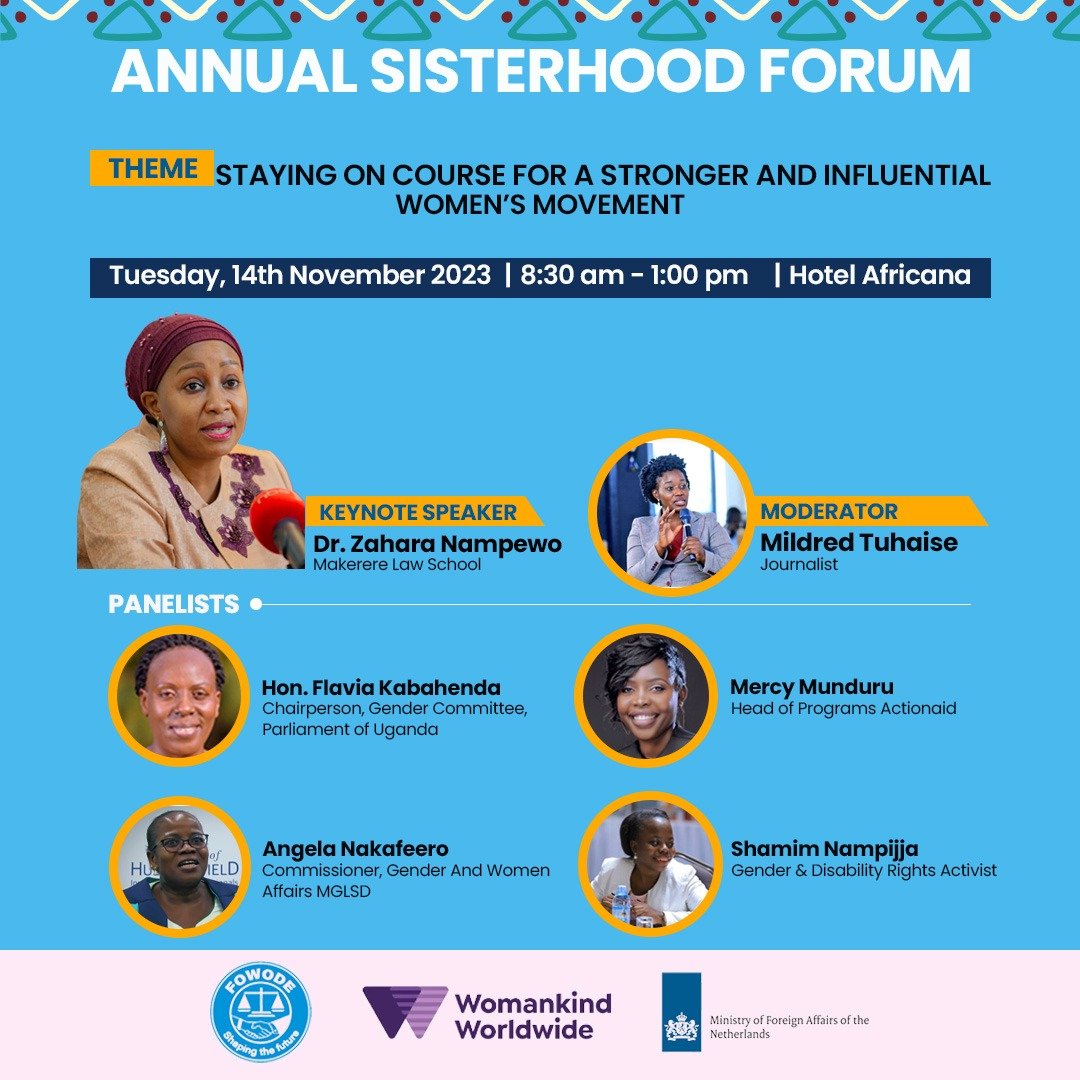 ImarishaDadaa's tweet image. We are to participate this year&apos;s annual sisterhood forum organized by @FOWODE_UGANDA, an interactive session bringing together women&apos;s rights organisation, activists to rekindle &amp;amp; inspire visions of women&apos;s mov&apos;t.
#sisterhoodforum2023