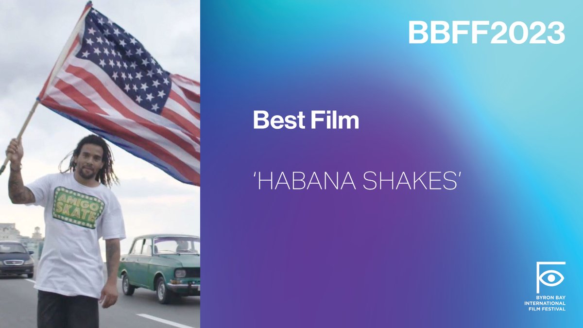 byronfilmfest's tweet photo. BBFF2023 | BEST FILM

The Award for Best Film goes to HABANA SHAKES by Marcelle Lunam.
.
.
.
#BBFF2023 #BBFF #byronbayfilmfestival #anythingispossible #byronbay #bestfilm #habanashakes #marcellelunam https://t.co/qnY4DSsfVJ