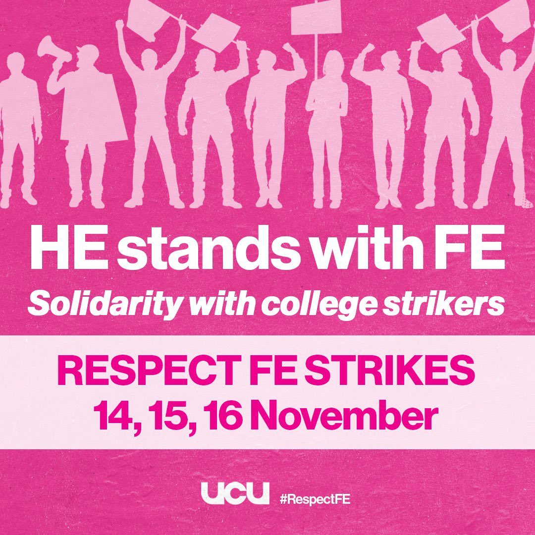Solidarity with FE colleges taking strike action for better pay deals. 

#RespectFE