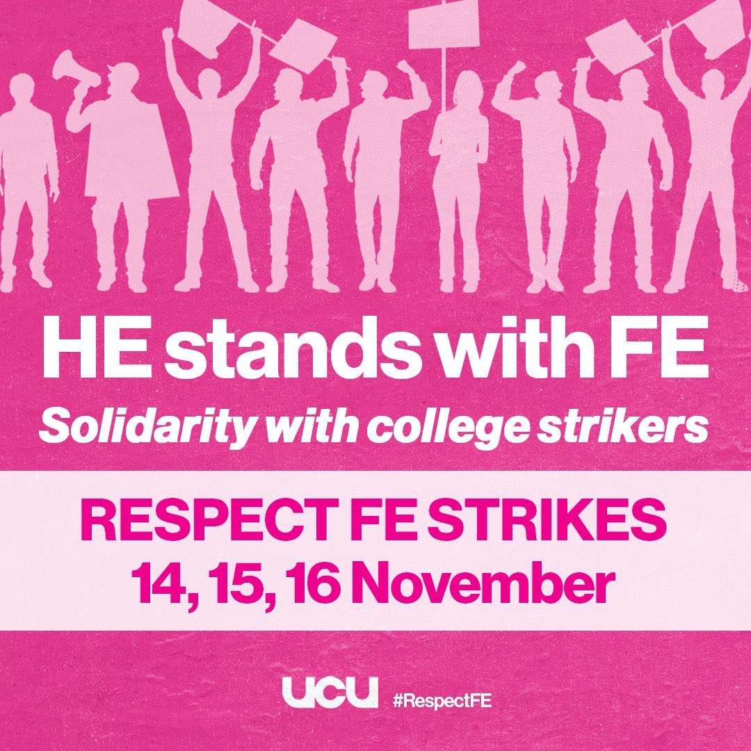 AgnesFlues's tweet photo. Solidarity with FE colleges taking strike action for better pay deals. 

#RespectFE https://t.co/5vgzjlAySS