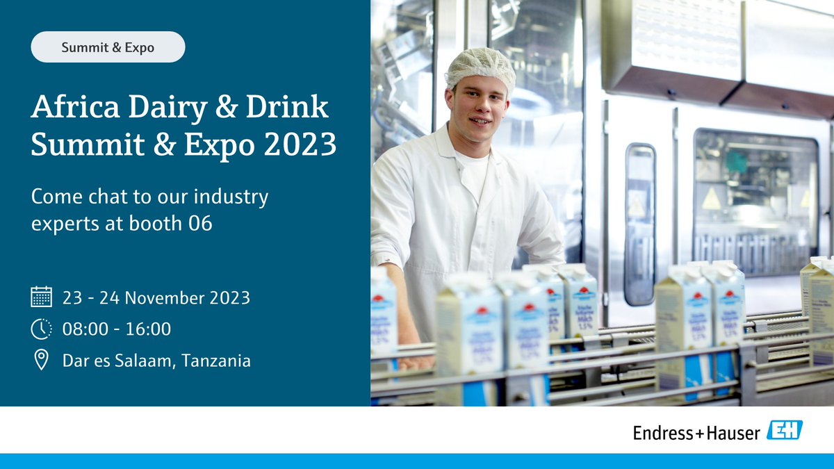 Africa Dairy &amp; Drinks Summit 2023 is around the corner, and we are proud to be a part of it! Come  chat with our industry experts and learn about our wide portfolio of measuring instruments. 

We look forward to interacting with you!

#ILoveEndress
