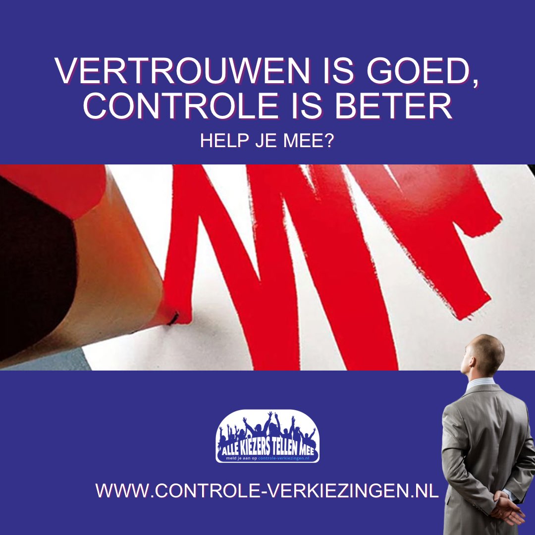 PolForFreedom's tweet photo. Nog 8 dagen tot de Controle-Verkiezingen op 22 november!

Wat houdt het in?
Als waarnemer zie je erop toe dat alles volgens de regels verloopt. En fotografeer je na de tellingen de PV’s (zonder het handtekeningen blad)

Aanmelden
https://t.co/uarPEOWG5H https://t.co/J3UUMSxmza