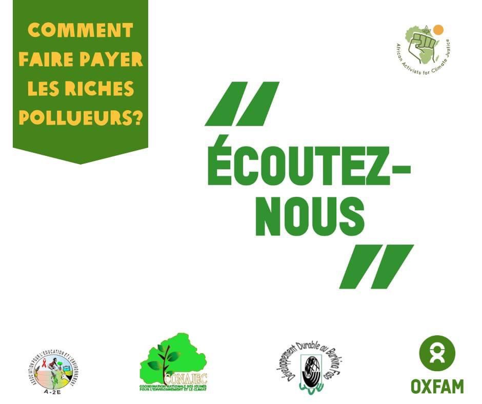 oxfamauburkina's tweet photo. 💰 Les riches pollueurs doivent payer leur juste part ! Rejoignez-nous cette semaine pour exiger des actions concrètes. 🔒
#FairePayerLesPollueurs 
#MakePolluterPay 
#MakeRichPollutersPay
#AACJ 
#Pacja 
#WhatHasChanged?
#COP28 ! https://t.co/pUgBl7VKcd
