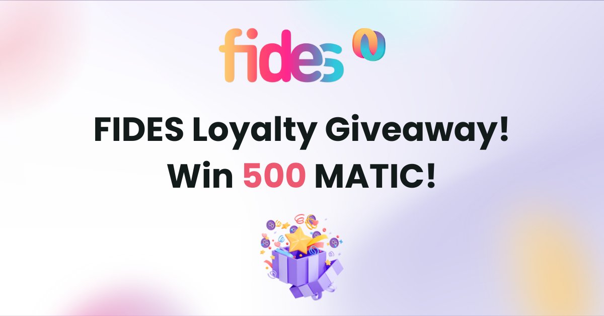 myfides's tweet photo. 🤩 FIDES Loyalty #Giveaway 500 Polygon MATIC for our community! 

🏄🏻‍♀️ Prize Pool · 5 winners will each receive 100 MATIC

📍 Rules:
· Follow @myfides
· Like &amp; retweet
· Tag 3 friends

🗓 Ending date · 20 November

Join Now! https://t.co/QDQ5KlMQ42