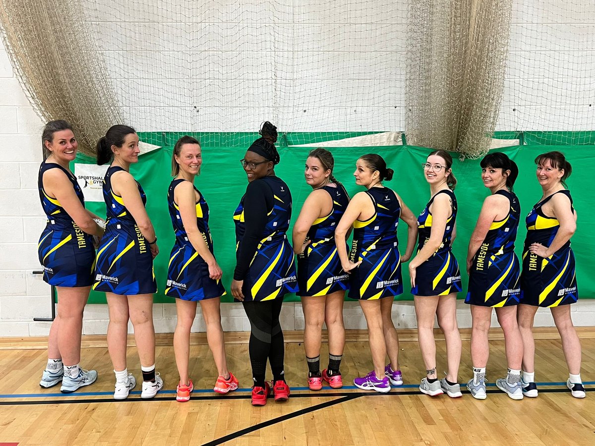 TamesideSeniors's tweet photo. Here are our back to netball ladies in their new dresses .Many thanks to @Maverick_Diag  for sponsoring the dresses they look fab.@TamesideNC https://t.co/Adsu13tZxj