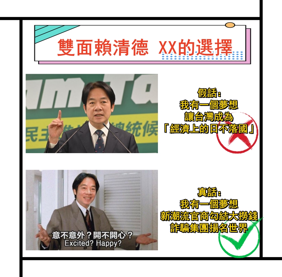 qiciy3's tweet photo. 賴清德的偉大夢想
#台灣 #fake #賴清德 #詐騙 https://t.co/h63K3PgXwf