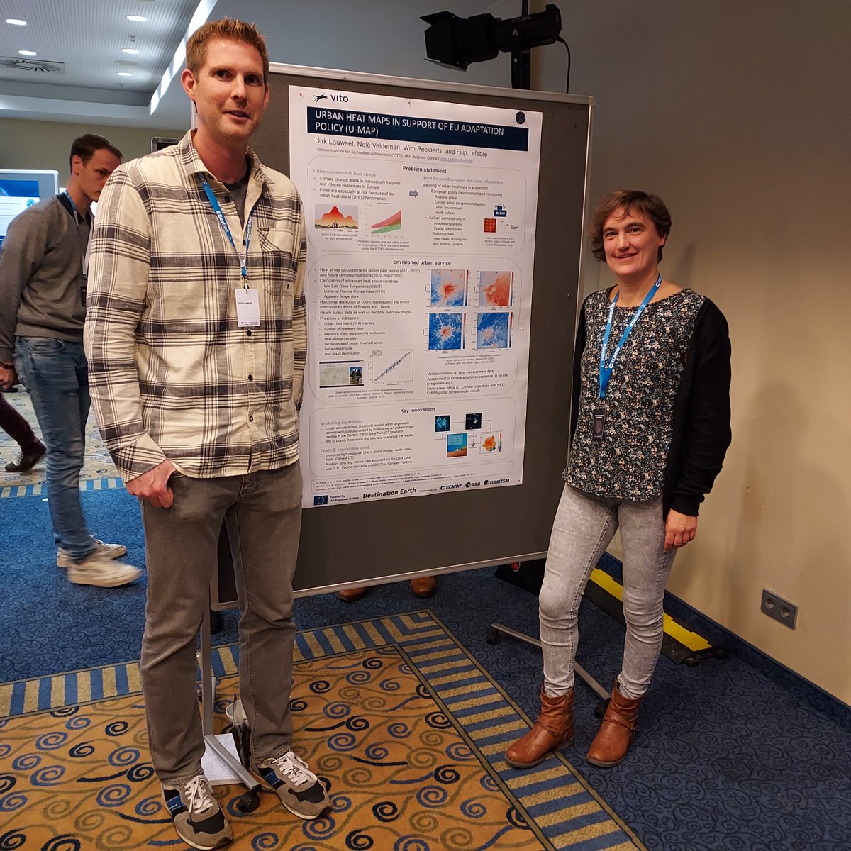 FilipLefebre's tweet photo. Discover the urban heat service use case of #DestinationEarth. Colleagues Dirk Lauwaet and Nele Veldeman from @VITO are at the 2nd #DestinationEarth User eXchange meeting in Bonn, co-organised by @ECMWF, @ESA  and  @EUMETSAT.
https://t.co/KFZoiaI7tR https://t.co/5kREpEjFHb