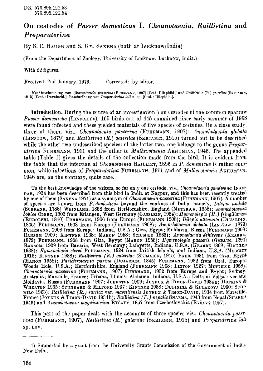 EurekaMag's tweet photo. On cestodes of Passer domesticus. I. Choanotaenia, Raillietina and Proparuterina 

Angewandte Parasitologie 16(3): 162-169
1975
ISSN/ISBN: 0003-3162 
PMID: 1238036
https://t.co/iZwps0dseQ https://t.co/ufDEJ3ht9n