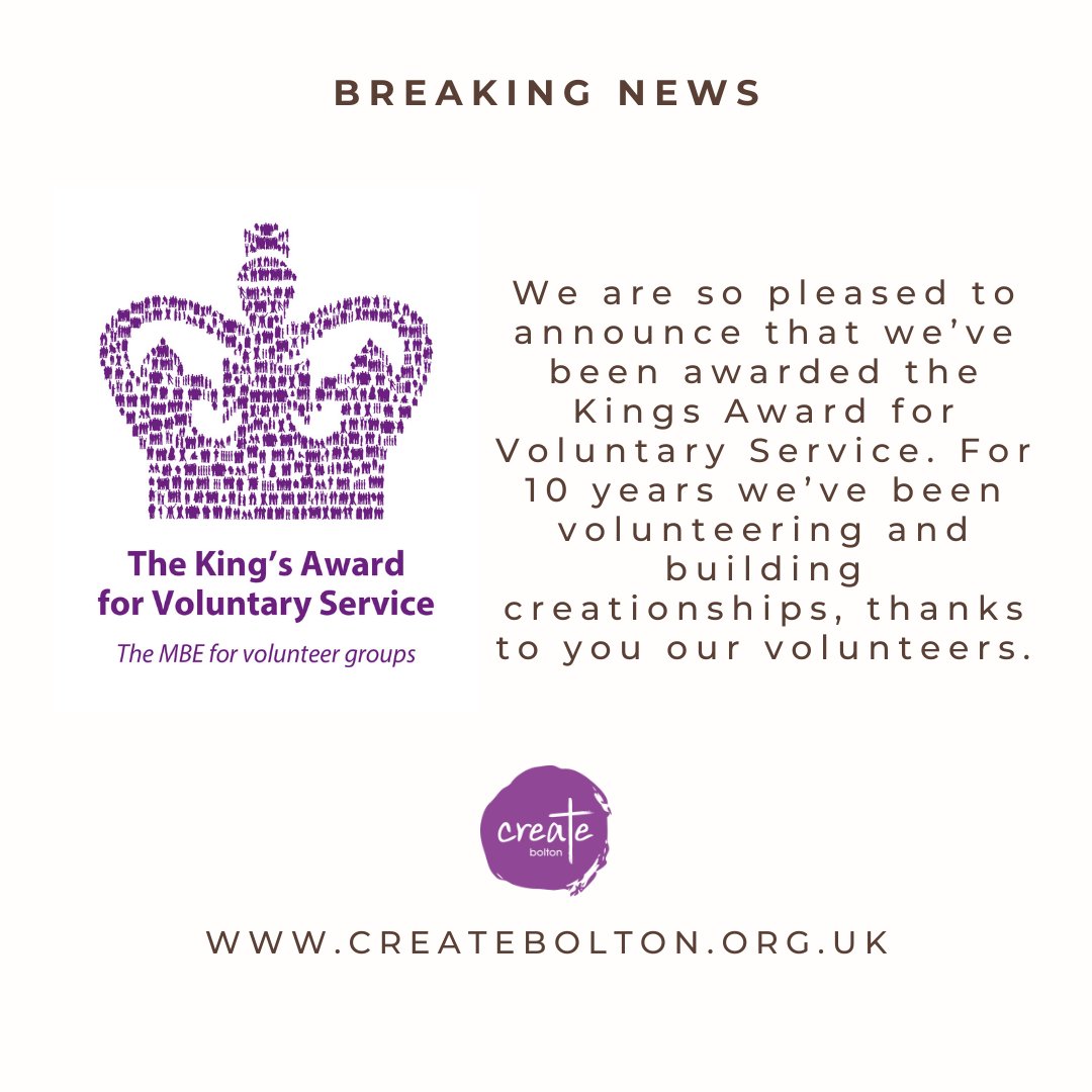 We are so pleased to be able to announce that we have been awarded the Kings Award for Voluntary Service. We’ve been building ‘creationships’ for 10 years now and not one day has been possible without the help and support of our volunteers.