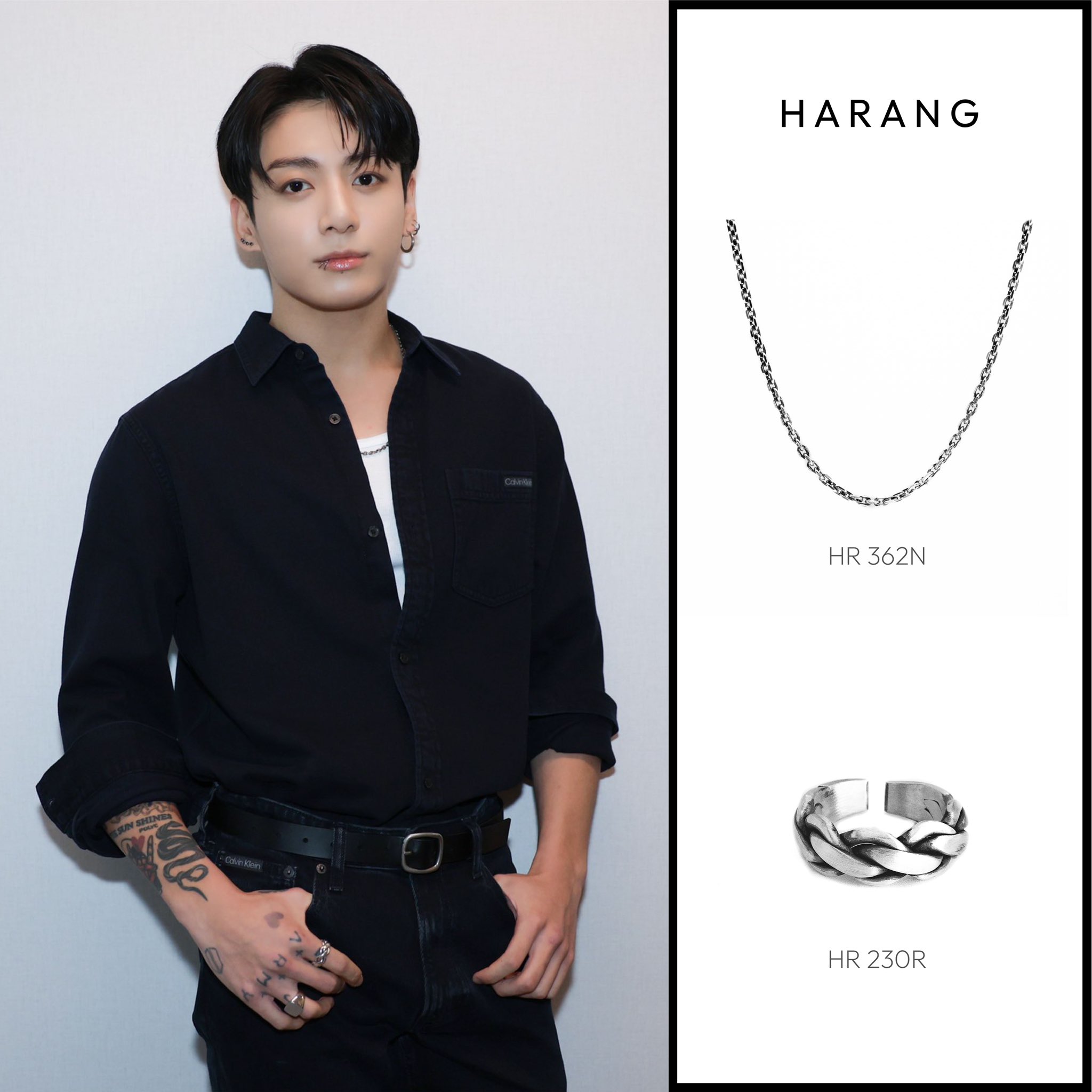 [HARANG] ★BTS 着用★ Silver Half & Half Chain Necklace HARANG] ☆BTS 着用☆ Silver Half & Half Chain Necklace