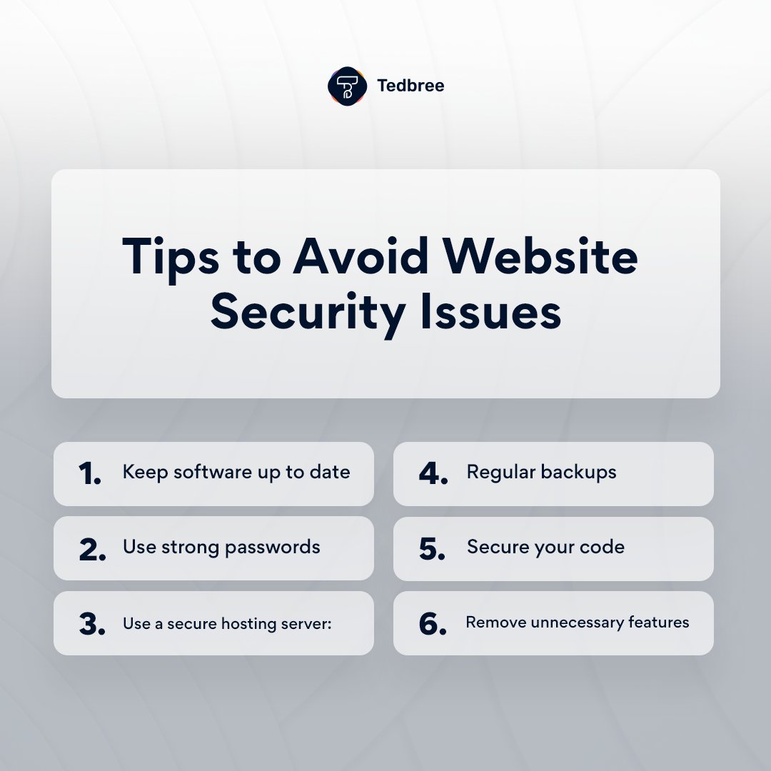 tedbree's tweet image. Which of these points are you guilty of not carrying out for your website?

#Software&amp;amp;Dev #Website #SecurityIssues #Tips #Tedbree #TechSolutions