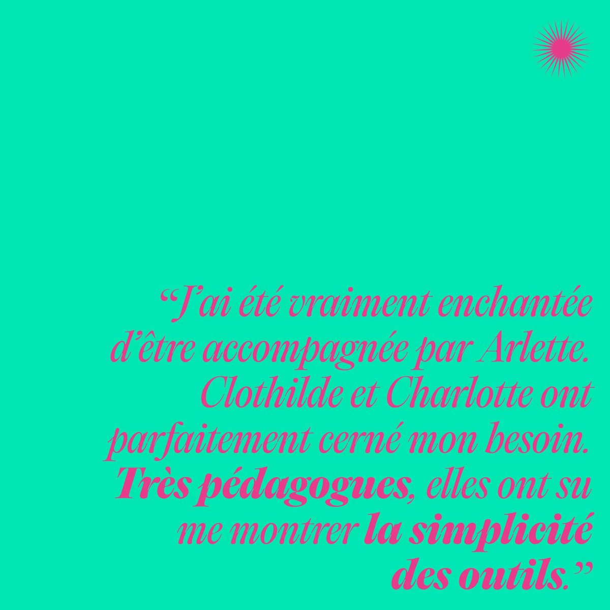 “J’ai été vraiment enchantée d'être accompagnée par Arlette. Clothilde et Charlotte ont parfaitement cerné mon besoin. Très pédagogues, elles ont su me montrer la simplicité des outils.”

Merci pour vos mots doux ! 💕

#Arlette #ArletteAgency #communication #marketing #strat
