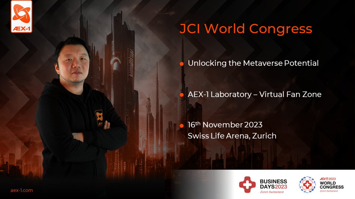 This Thursday I'll be speaking at the JCI #WorldCongress about real use cases of how the #metaverse can unlock its potential in #esports & create a virtual space for fans to meet and engage.

I'll be showing the @AEX1official Lab, our virtual fan zone.

Thanks to @SwissMetaverse