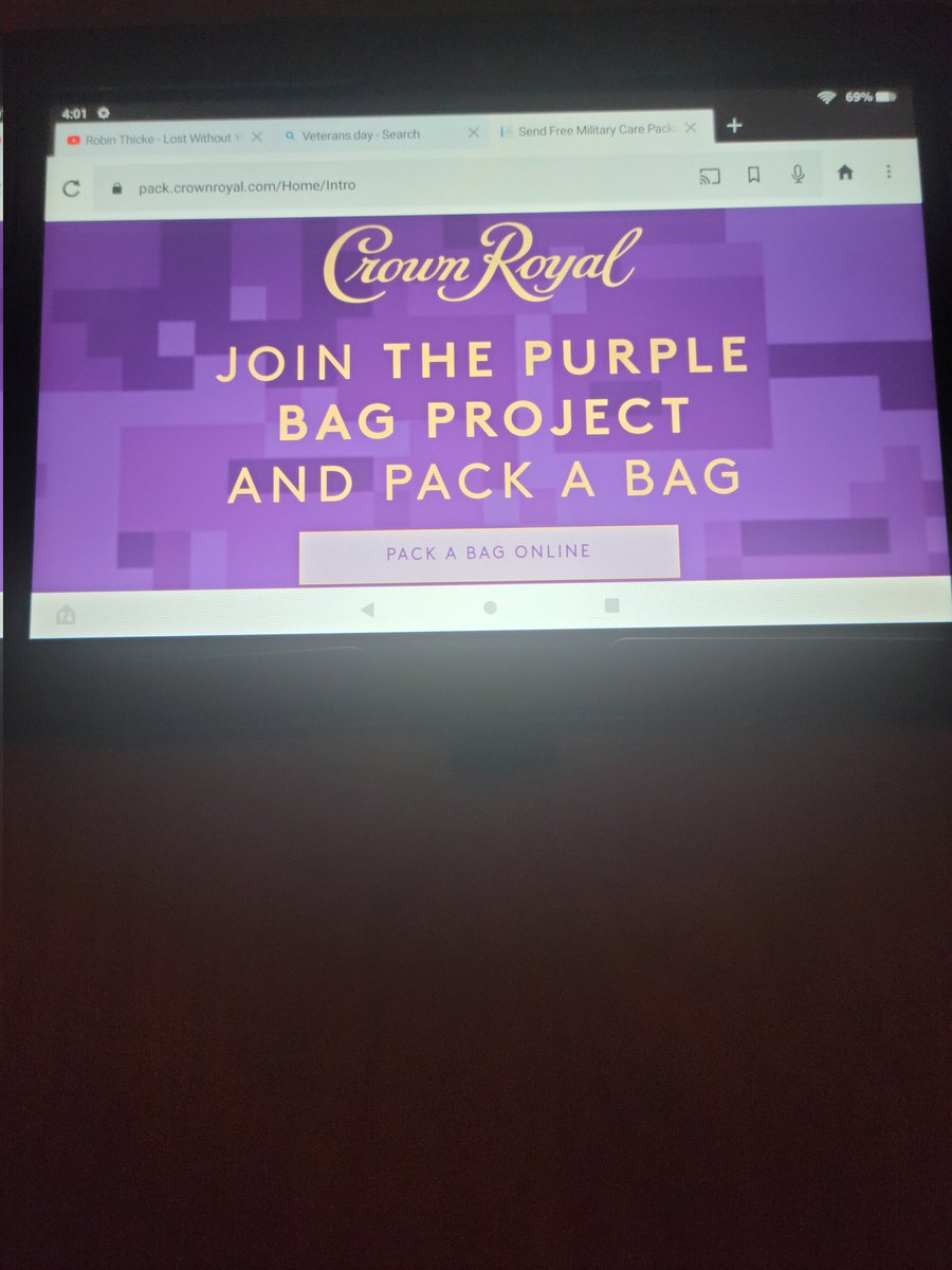 Go to Crown Royal website and join the purple bag project.  For free you can pick 4 things you want to send and add a personal message for free! Go to pack.crownroyal.com today and support our troops! #crownroyal #supportourtroops #PurpleBagProject