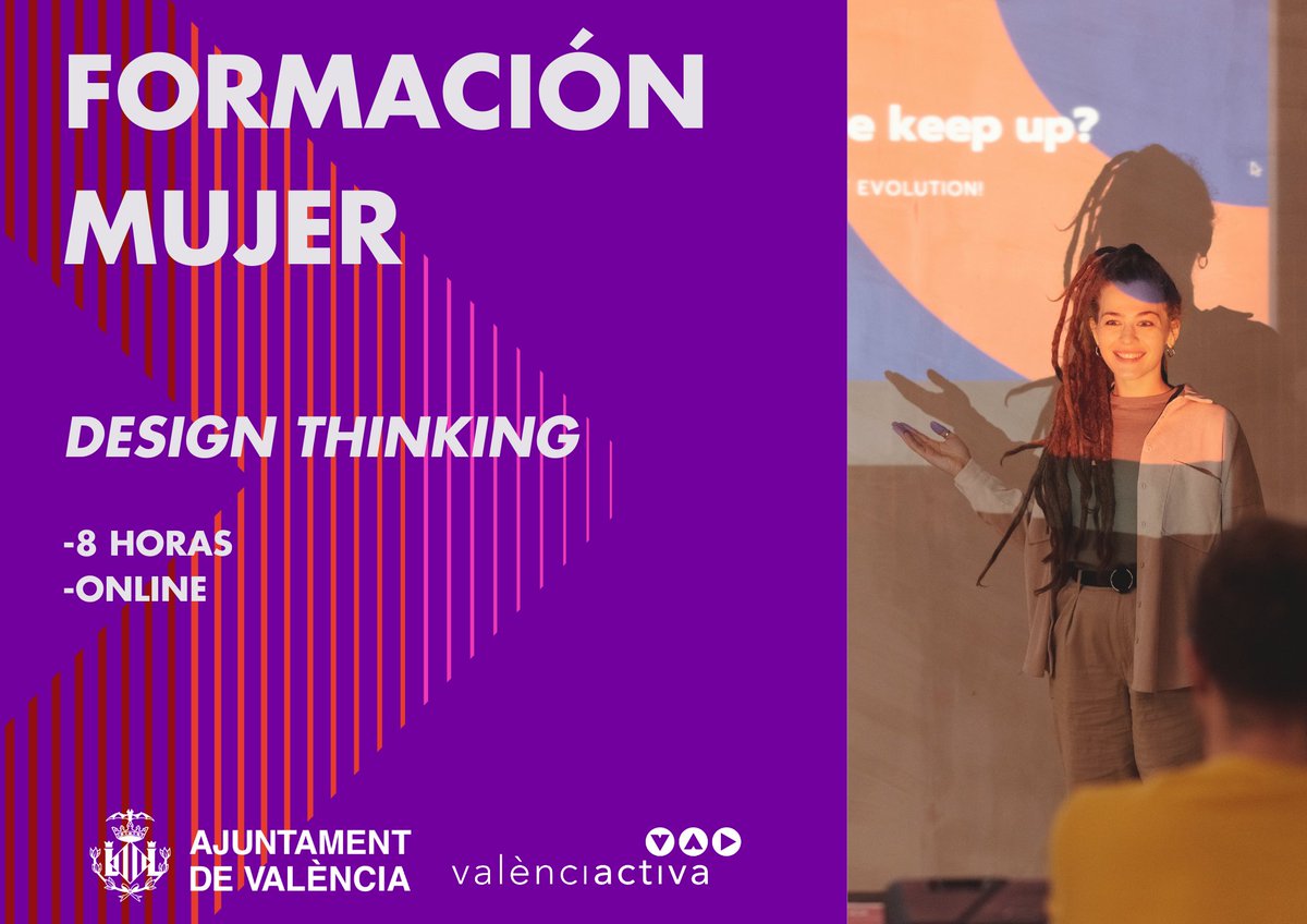 valenciactiva_'s tweet photo. 🖥🖱 ¿Conoces el método Design Thinking? 

✌️ València Activa ofrecemos este curso, dirigido a mujeres desempleadas en mejora de empleo y a autónomas, sobre este proceso creativo orientado a la innovación en ámbitos empresariales

🙌 ¡Apúntate! 👉https://t.co/juXx17TCvT https://t.co/arqWnbo8fw